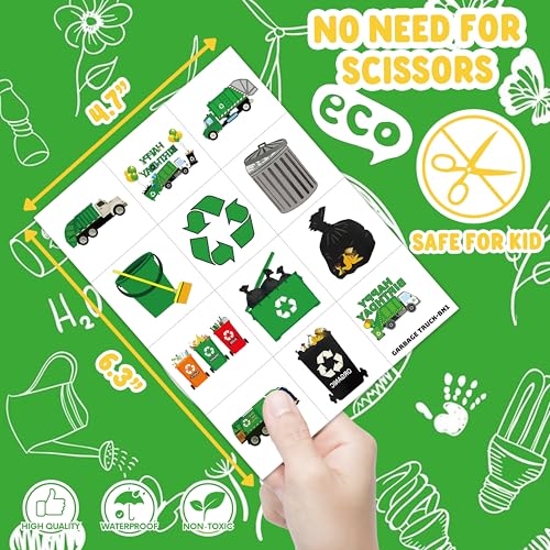 96PCS Garbage Truck Temporary Tattoos for Kids - Pre-Cut