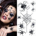 Spider Face Jewels Gems Rhinestones Spider Web Tattoos Makeup Crystal Temporary Stickers Body Jewels for Women Halloween Festival Party Dress up