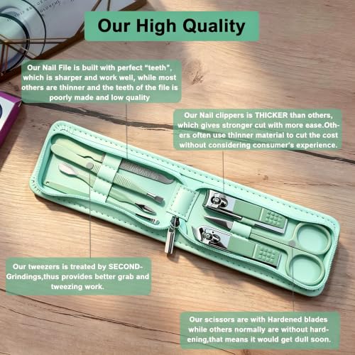 7-Piece Stainless Steel Manicure Set with Leather Case