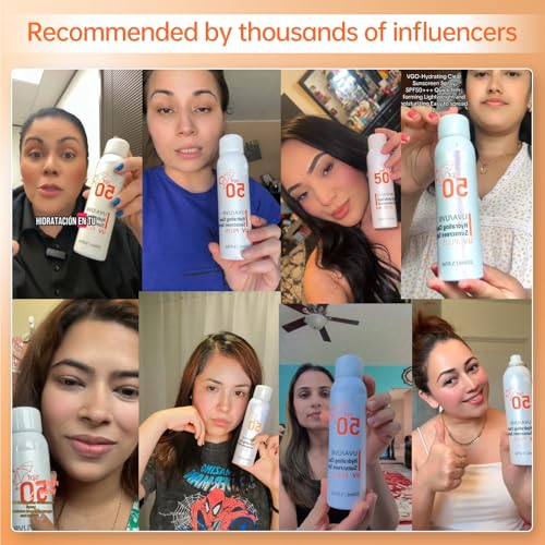 Sunscreen Spray SPF 50+ for Face & Body, Reef Safe Sunscreen Spray, Broad Spectrum UVA/UVB Sunblock, Oxybenzone-Free, Non-Comedogenic, Oil-Free, Water Resistant, 5.07oz Travel Size (1 pack)