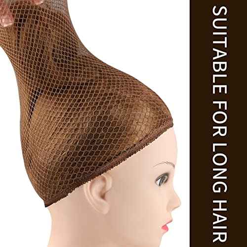 Fandamei Mesh Wig Caps Net, 4PCS Wig Caps Net Open End, Dark Brown Wig Cap for women, Strength Wig Cap Dark Brown