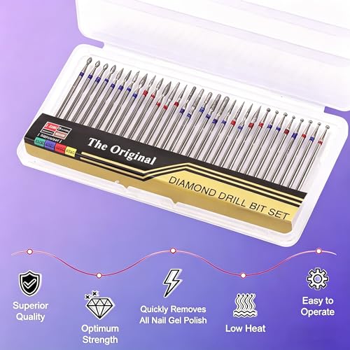 30-Piece Nail Drill Bits Set for Acrylic & Gel Nail Prep