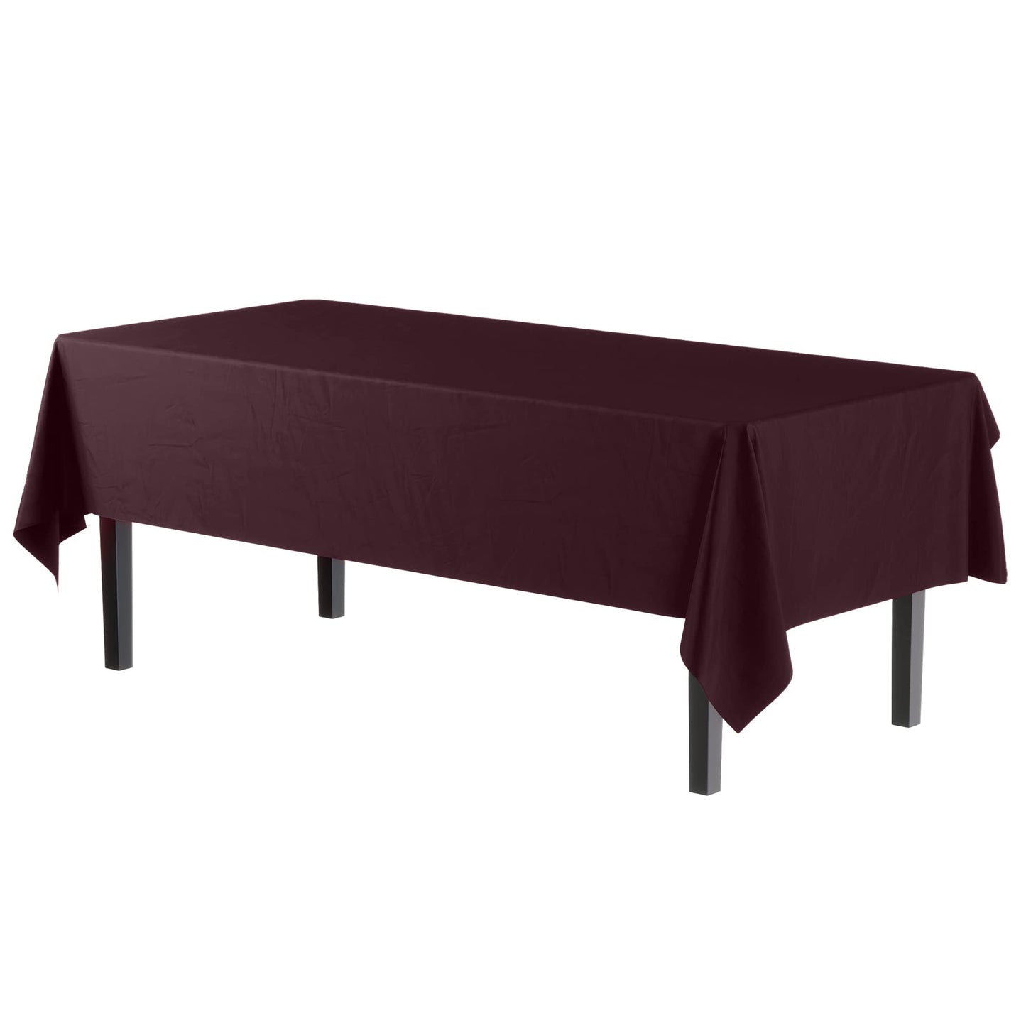 Exquisite 12-Pack Premium Plastic Tablecloth 54in. x 108in. Rectangle Table Cover - Brown