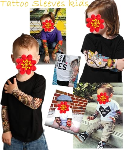 Fake Tattoo Arm Sleeves for Kids - 8 Pack