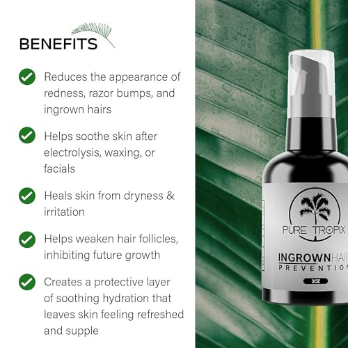 Pure Tropix Ingrown Hair Treatment & Prevention Kit - Razor Bump and Burn Remover - Bikini Lines & Acne - Use After Shaving, Hair Removal, Waxing, Laser, Electrolysis - for Men and Women (59ml)
