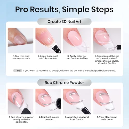 Beetles Chrome Nail Art Gel F-Clear-1 15g Mirror Effect Builder & Rhinestone Glue