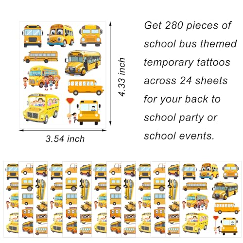 280 Piece School Bus Temporary Tattoo Set - Back to School