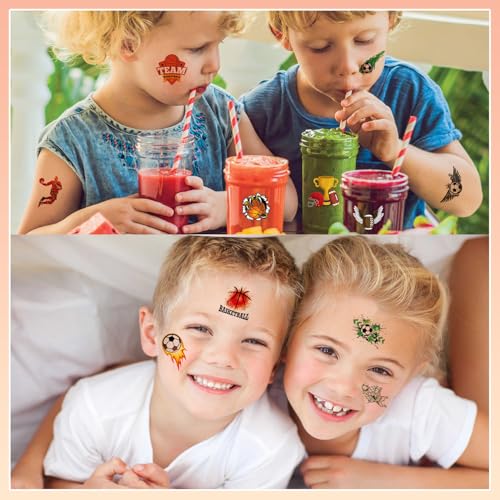 102 Sports Temporary Tattoos for Kids - Soccer Baseball