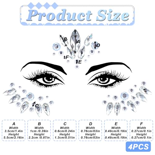 Yuanchu Self-Adhesive Face Gems Stickers - 4 Styles