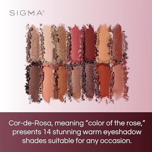Sigma Beauty Cor-De-Rosa Eyeshadow Palette with 14 Shades & Dual Brush