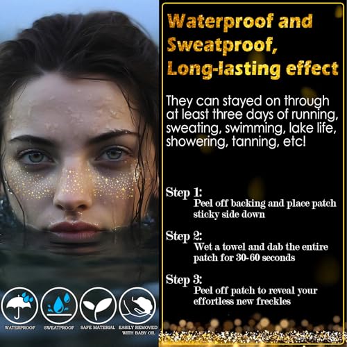 24pcs Gold & Silver Glitter Freckles Temporary Face Tattoos