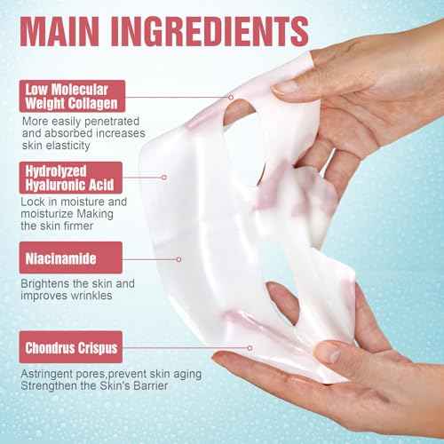 Deep Collagen Face Mask Overnight, Bio- Collagen Mask Real Deep Mask, Hydrating Hydrogel Masks with Low Molecular Collagen for Firming, Elasticity, Pore Minimizing 40g x 5ea Christmas Gifts