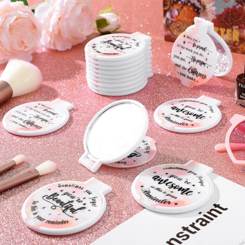 Wenqik 100 Pcs Inspirational Compact Mirror Bulk - Light Pink