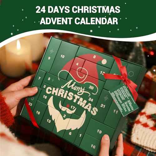 Advent Calendar 2025 BODY & EARTH, Mens Advent Skincare Calendar for Adults Christmas Gifts 24 Days of Beauty Countdown Calendar 2025 for Mens, 24PCS Beard Care Grooming Gifts Set for Husband Dads