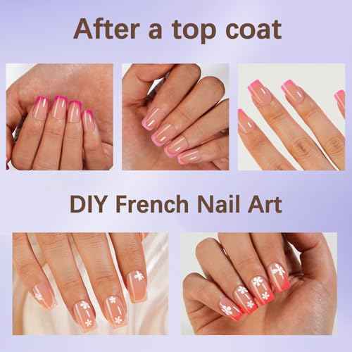 Misssix French Tip Press On Nails, 150Pcs French Gel Nail Tips, Short Square Soft Gel Fake Nails, X-BASIC Tips Starter Kit for Nail Art DIY 15 Sizes
