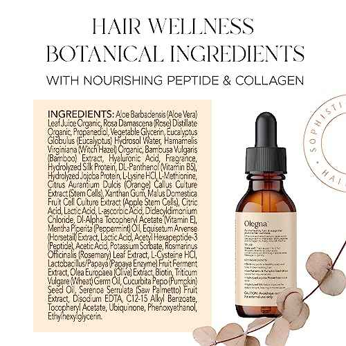 Olegna Biotin Hair Growth Oil for Women - Hair Serum for Frizzy and Damaged Hair - Prevents Hair Loss & Breakage - With Vitamin D & E + Hyaluronic Acid - 2oz