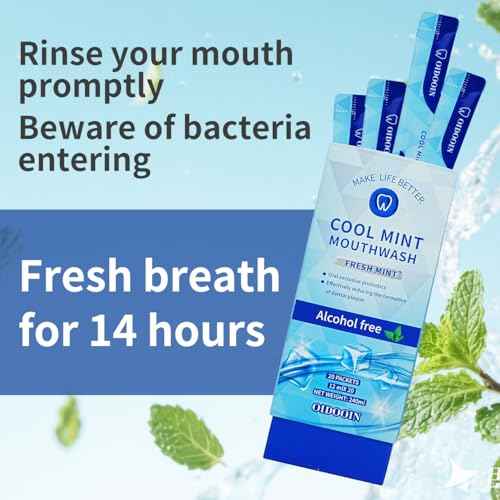 Travel Size Mouthwash, Alcohol-Free and Fluoride-Free, Probiotics for Fresh Breath and Dry Mouth Relief, Freshens Breath for 12 Hours ? 40 Strips, 0.41Fluid Ounces Each