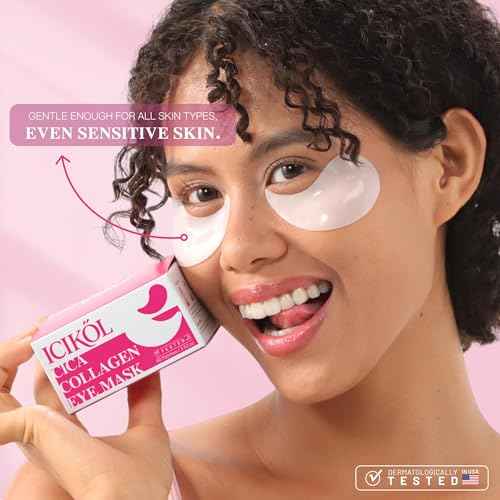 ICIKOL Under Eye Patches with Collagen, Eye Patches for Puffy Eyes and Dark Circles, Glowing - Deep Hydrating Hydrogel Eye Mask for Wrinkles, Fine Lines, Korean Skin Care for Women, 30 Pairs (White)