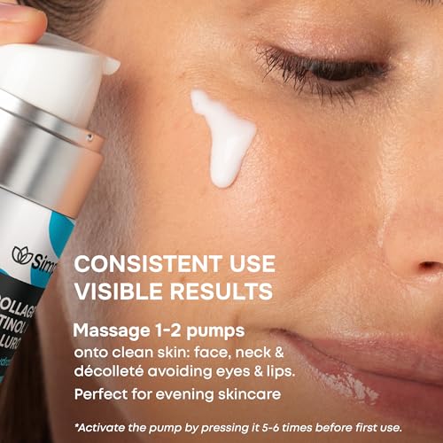 SimplyVital Collagen, Retinol & Hyaluronic Acid Serum - Anti-Aging Moisturizer for Face, Neck & D?collet? - Made in USA, Deep Moisturizing Skin Care Complex - Hydrating Facial Serum for Women, 1 fl.oz