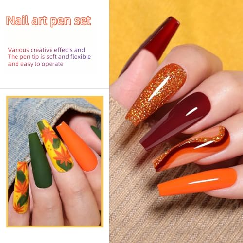 Nail Art Tool Set with 5 Double-Ended Dotting Pens & 5 Nail Liner Brushes