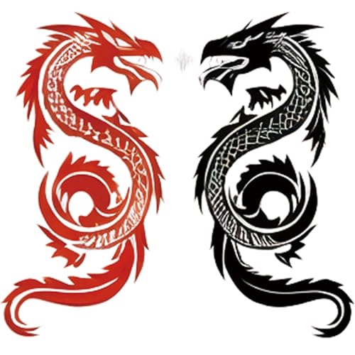 6 Sheets Realistic Temporary Tattoos - Tribal Dragon Animal Designs
