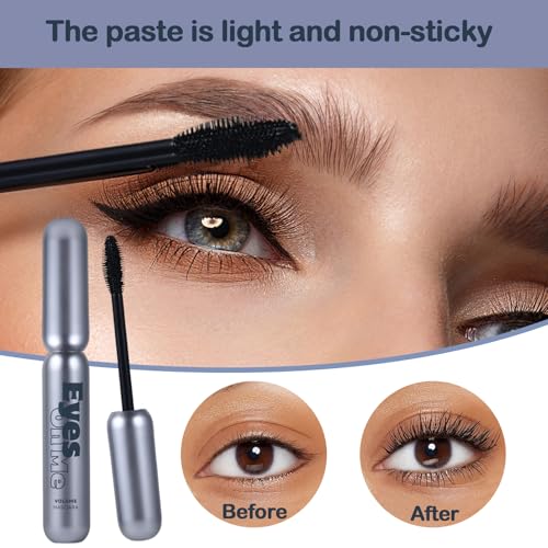 Eyes On Me Waterproof Volumizing Mascara ? Long-Lasting Curl & Lift, Smudge-Proof, Conditioning Formula with Panthenol & Vitamin E, Precision Tapered Silicone Brush, Jet Black