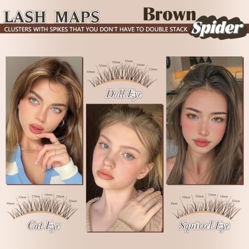 Brown Spider Lash Clusters Kit with White Glue - DIY Extensions