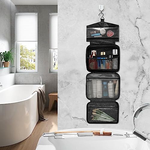 MNSRUU Hanging Toiletry Bags for Women Travel, Gothic Black Skull Moth Toiletry Organizer Portable Travel Toiletry Bags Clear Wash Bags Makeup Bag Cosmetic Bag