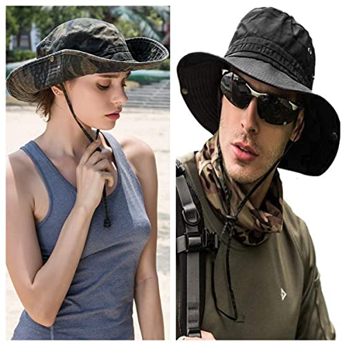 Sun Hats for Men Women Bucket Hat UPF 50+ Boonie Hat Foldable UV Protection Hiking Beach Fishing Summer Safari(1pack-Sansha Camo)