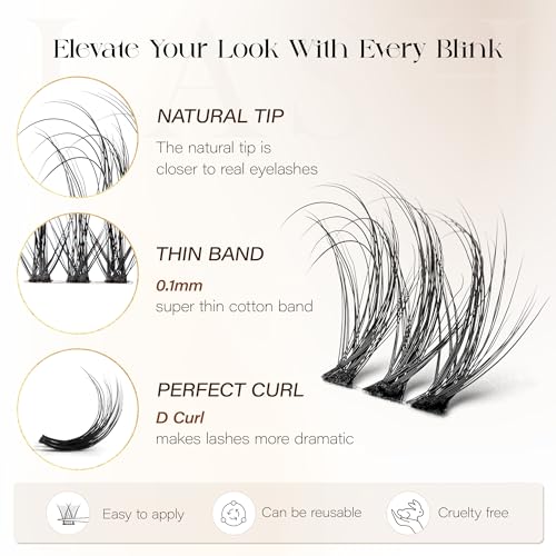 BEFER 3D Curl Lash Clusters Kit - 108 Pcs DIY Volume Lashes