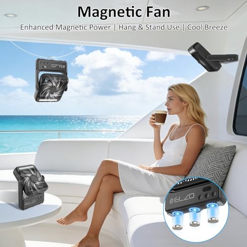 ELZO Magnetic Travel Fan 10000mAh Rechargeable 4-Speed