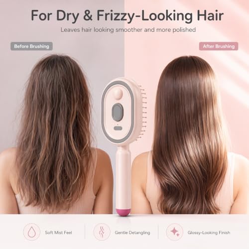 Veloxyn Pink 5-in-1 Electric Spray Air Cushion Hair Brush - Rechargeable & Detangling
