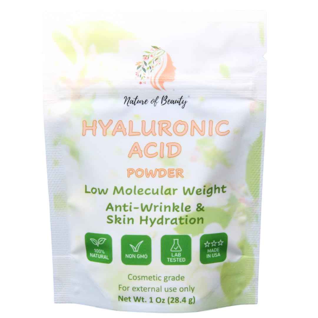 Anti-Wrinkle Hyaluronic Acid Powder For Skin, Low Molecular Weight (LMW) Cosmetic Hyaluronic Powder, For Face Serum Or Lotion, 100% Natural, USA Made, 1 Oz (28.4g)
