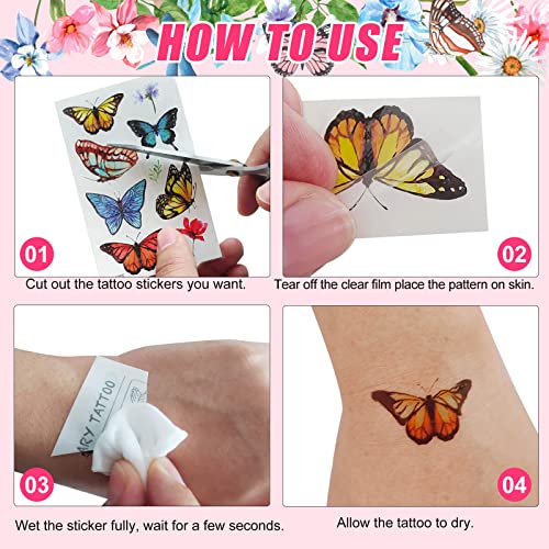 200 Butterfly Temporary Tattoos Waterproof Stickers