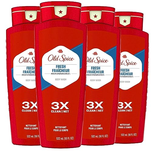 Old Spice Body Wash for Men, High Endurance Fresh Scent, 24/7 Shower Freshness, 18 Fl Oz (Pack of 4)