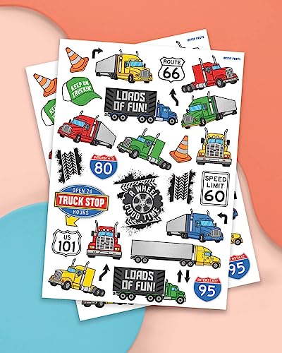 xo, Fetti Truck Party Temporary Tattoos - 48 Silver Foil