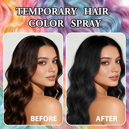 Temporary Black Hair Color Spray - Washable & Non-Sticky