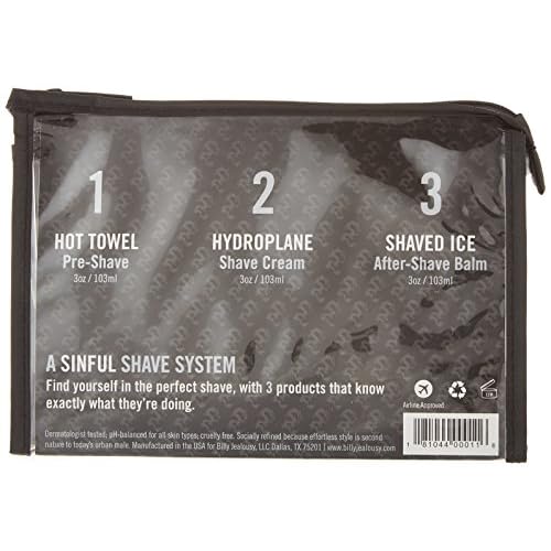 Billy Jealousy Shave3some Travel-Size Trio Shaving Kit for Men with Heating Pre-Shave, Super Slick Shave Cream and Cooling After-Shave, Citrus Scent, 3 Fl Oz Each