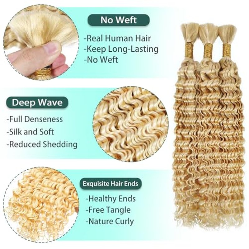 28 Inch Blonde Braiding Hair Human Hair 150g Pack