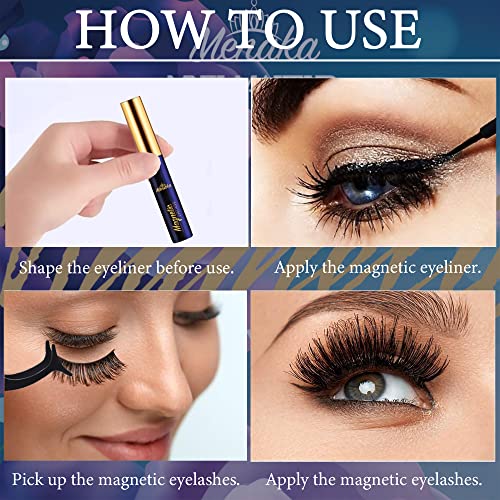 MENAKA Magnetic Lashes Nautral Looking False Eyelashes Russian Strip Lashes Mink Wispy Fluffy Lashes Pack D Curl Thick Full Volume Cat Eye Lashes 10 Pairs£¨2 black+2 brown)