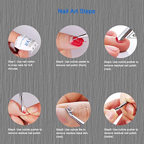 HIFAU 2-Piece Stainless Steel Cuticle Pusher & Trimmer Set for Nails