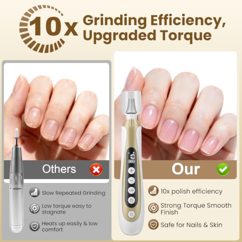 Electric Nail Drill Kit 10-Speed Cordless Manicure Pedicure Set Gold