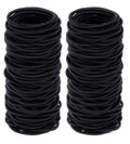 Reusable Black Elastic Hair Ties for Women & Kids - No Metal, 100 Pack, 4MM