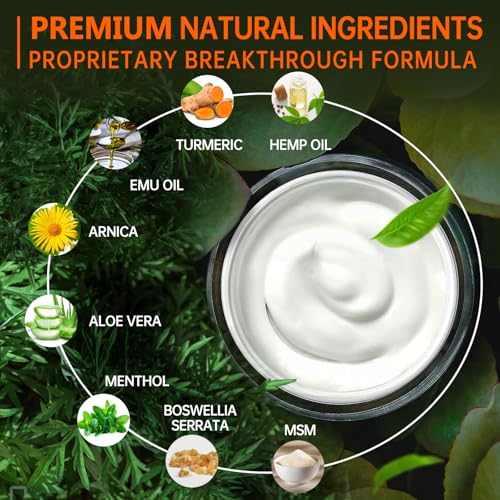 8oz Natural Instant Hemp Cream - Hemp Oil & Arnica, MSM, Turmeric, Menthol, Aloe-Natural Hemp Oil Extract Gel