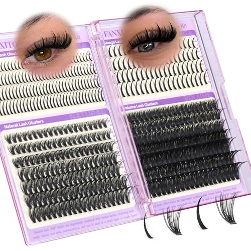 Manga Lash Clusters Natural Look Anime Japanese Eyelash Extensions 488 pcs 8-18MM Wispy Cluster Lashes for Cosplay, Thick Volume Wet-Look and Natural 2 Styles of Lash Extension with Thin Band