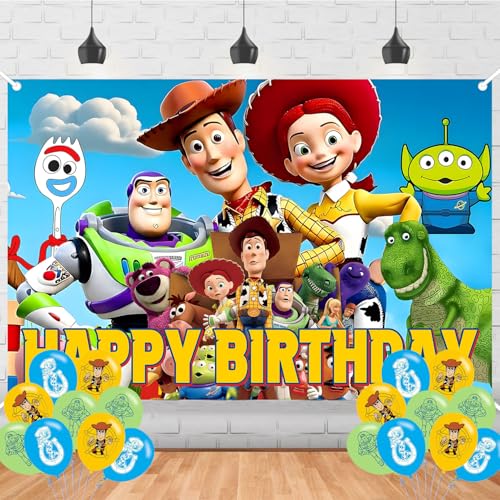 Toy Story Birthday Backdrop Banner - 5ft x 3ft Party Decoration