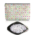 Blue Leaves Multicolor Mahjong Tile Bag Chinoiserie Makeup Bag Case Only