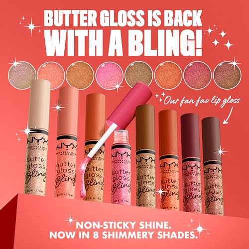 NYX PROFESSIONAL MAKEUP Butter Gloss Bling Lip Gloss, Non Sticky and Shiny Vegan Lip Makeup - Dripped Out