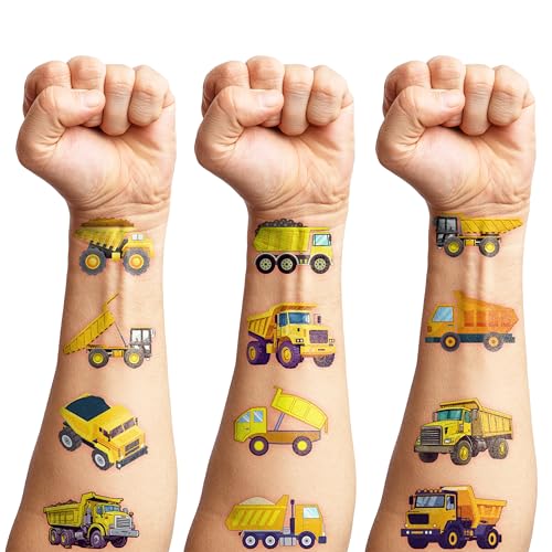 100 PCS Dump Truck Temporary Tattoos - Construction Party Favors