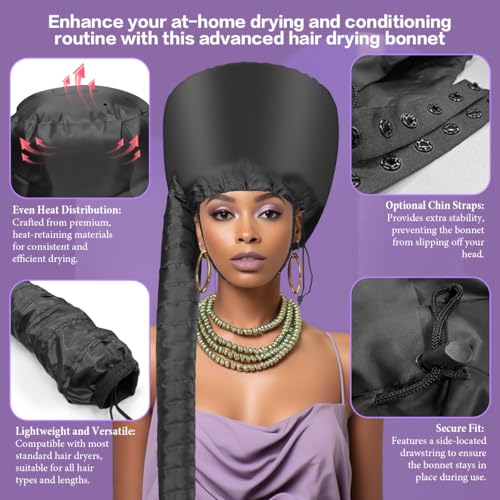 Hooded Hair Dryer Bonnet - Fast Drying & Heat Distribution